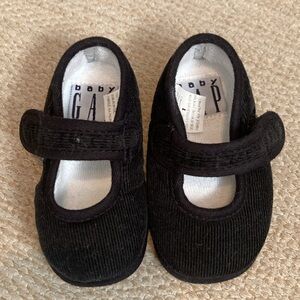 Vintage Black Cotton Corduroy Mary Jane BabyGAP Baby Shoes Size 1 90's Y2K